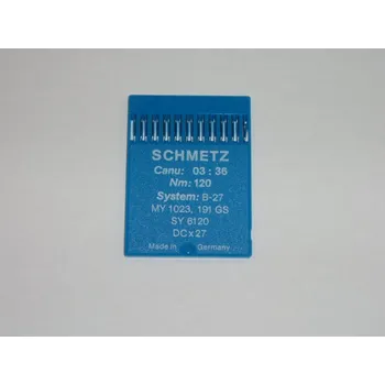 Příslušenství k šicímu stroji Schmetz jehly pro průmyslové stroje typ B-27 , síla 120, 10ks