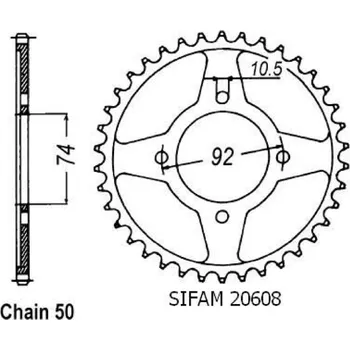 Řetězová sada pro motocykl Sifam Rozeta pro Yamaha 20608CZ39