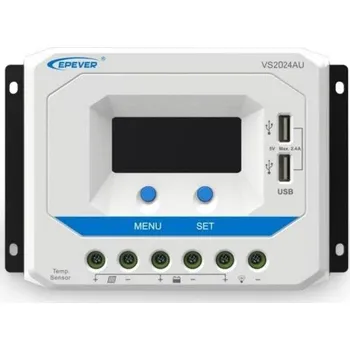 Měnič napětí Solární PWM regulátor 12/24 V, 20A, Input 50V, USB (VS2024AU)