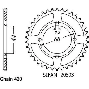 Řetězová sada pro motocykl Sifam Rozeta pro Yamaha 20593CZ42
