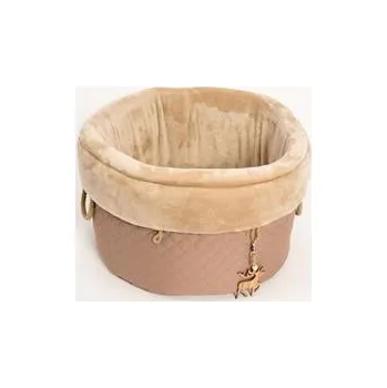 Pelíšek pro kočku Pelech vak textil Elegance béžový s hračkou pro kočku 35 x 35 x 33 cm