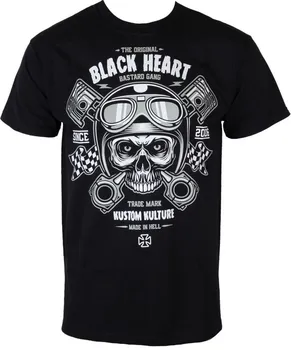 Pánské tričko Black Heart Piston Skull černé