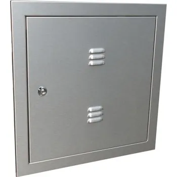 Revizní dvířka DOLS DLS-HUP-1 - nerezová revizní dvířka s větracími žebry, 460x460 mm, pro hlavní uzávěr vody a plynu