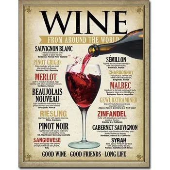 Plechová cedule cedule Wine Around the World