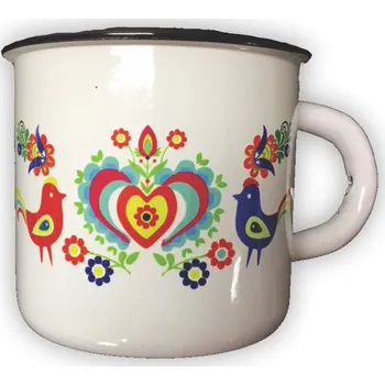 Sada nádobí Plechový hrnek - lidový vzor - ptáčci