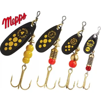 Nástraha MEPPS rotační třpytka Black Fury Yellow Dot velikost: 0/2,5 g