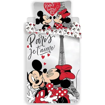 Povlečení Recenze Jerry Fabrics Mickey a Minnie Paříž Eiffelova věž 140 x 200, 70 x 90 cm zipový uzávěr