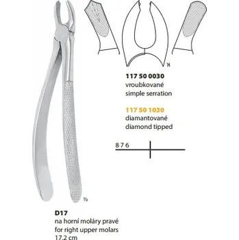 Kleště Medin Kleště extrakční D17 na horní moláry pravé 17.2cm