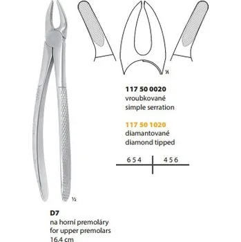 Kleště Medin Kleště extrakční D7 na horní premoláry 16.4cm DIAMANT