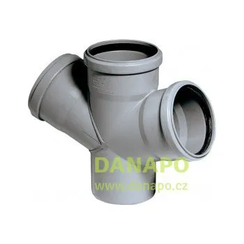 Kanalizační potrubí DANAPO HT kanalizační odpadní dvojitá dvojodbočka HTDA Barva: 110/110/110/87°