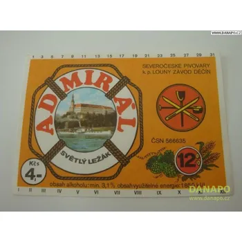 Pivo DANAPO PIVNÍ ETIKETA - Admirál - světlý ležák 12pr.