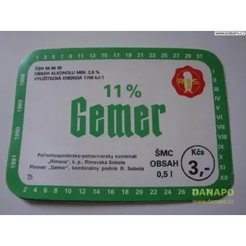 DANAPO PIVNÍ ETIKETA - Slovensko - Gemer 11pr.