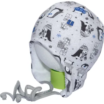 Kojenecká čepice hřejivá čepička s modrými tučňáky