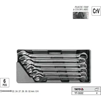 Klíč Sada očkoplochých klíčů CrV 22-32 YATO YT-5532,výměnná vložka pro dílenský vozík