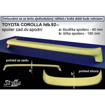 Auto-moto Spoiler zadní dveří spodní, křídlo Stylla Toyota Corolla htb 92-97