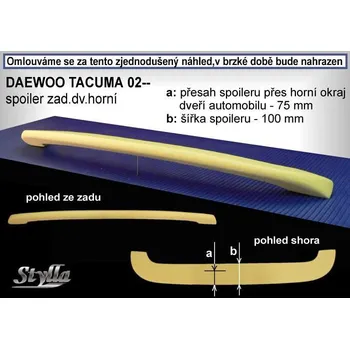 Auto-moto Spoiler zadní dveří horní, křídlo Stylla Chevrolet Tacuma 02-