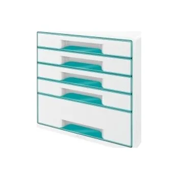 Archivační box Zásuvkový box Leitz WOW - tyrkysová / 4+1 zásuvky