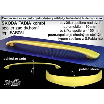 Auto-moto Spoiler zadní dveří horní, křídlo Stylla Škoda Fabia I combi