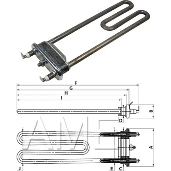 Topné těleso pračky Whirlpool 481925928459, CANDY 90457722, 92247303