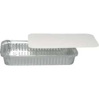 Jednorázové nádobí Hliníková miska / vanička ALU zapékací hranatá 2000 ml s víčkem (10 ks)