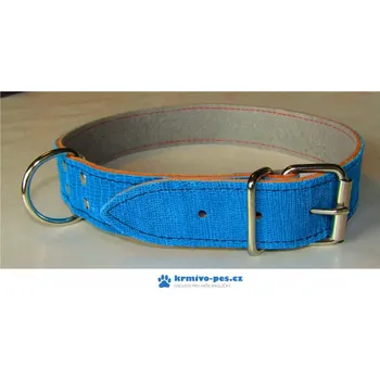 Obojek pro psa Obojek na psa kožený 70cm/35mm modrý hadí vzor