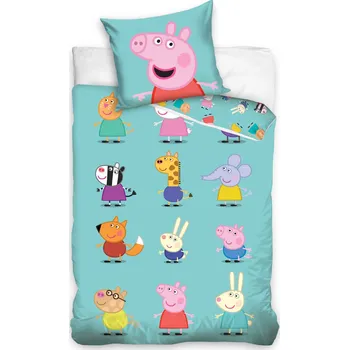 Povlečení TipTrade Prasátko Peppa a kamarádi 140 x 200, 70 x 90 cm zipový uzávěr