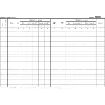 Tiskopis ASOPOL 050955 Pokladní kniha s DPH číslovaná 2x20l. (050955)