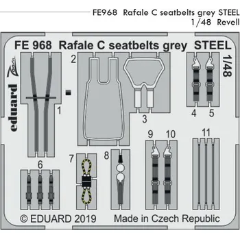 Plastikový model Eduard 1/48 Rafale C seatbelts grey STEEL (REVELL)