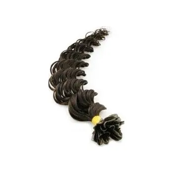 Příčesek Vlasy evropského typu k prodlužování keratinem 60cm kudrnaté - přírodní černé 1 pramen 0,7 gramů