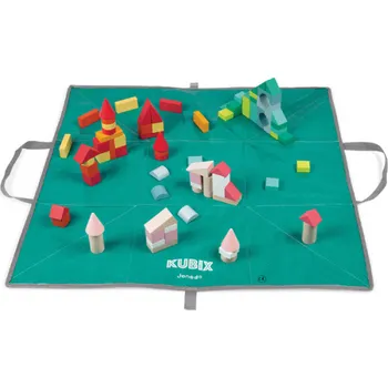 Janod Kubix Dřevěné kostičky s podložkou 80 ks Dřevěná hračka Janod Kubix Dřevěné kostičky s podložkou 80 ks