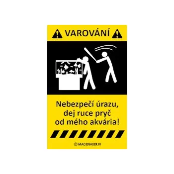 Dekorace do akvária Macenauer Samolepka Ruce pryč od akvária, 11x7 cm