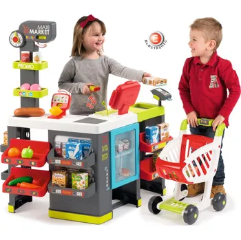 Hra na obchod Smoby Maxi market elektronický, červený