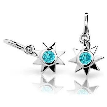 Náušnice Cutie Jewellery Zlaté dětské náušnice Cutie C1995B Hvězdičky Mint Green