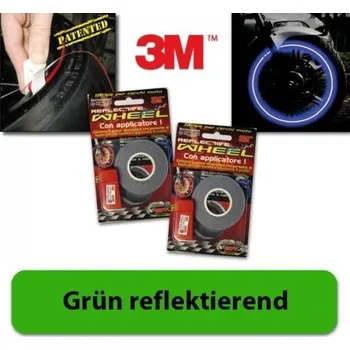 Samolepicí dekorace na vozidlo 3M proužky na ráfky kola reflexní zelená reflexní, 5mm, 7 metrů včetně adaptéru, pro 19-21 palcová kola