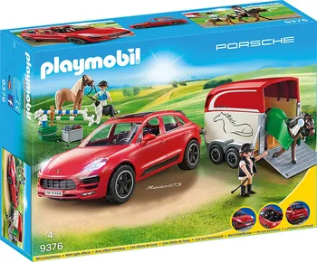 Stavebnice Playmobil Playmobil 9376 Porsche Macan GTS s přívěsem pro koně