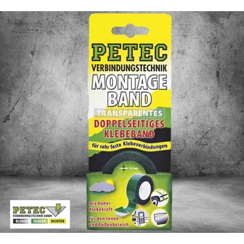 Lepicí páska Petec Exteriérová oboustranná transparentní samolepící páska 19 mm x 2 metry -