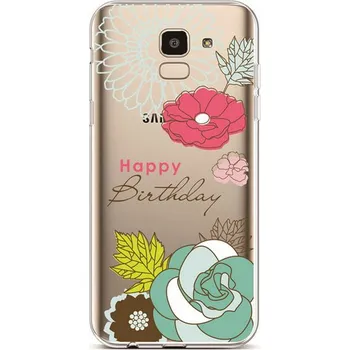 Pouzdro na mobilní telefon Kryt Samsung J6 silikon Happy Birthday (obal neboli pouzdro na Samsung J6)