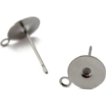 Materiál na výrobu šperku Vlepovací puzeta s očkem 12.5x10mm - nerez ocel - 2ks