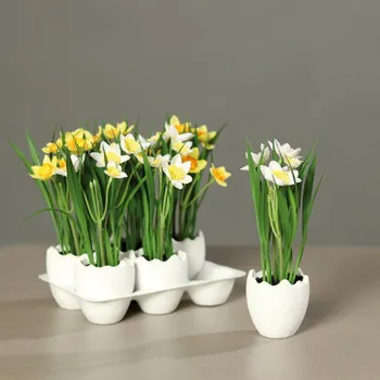 umělá květina Narcis ve vajíčku, Barva bílá 35695-33