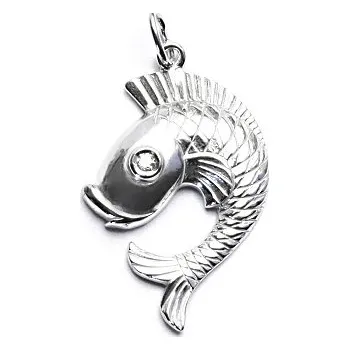 Přívěsek Stříbrný přívěsek, ryba, čirý zirkon, P 463