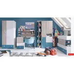 Dětský pokoj PLANET, sestava C bílá, dub, modrá