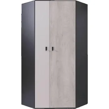 Šatní skříň Rohová skříň PL2 | Planet, černá, 90 x 190 x 90 cm