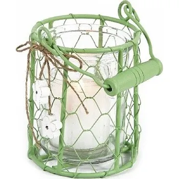 Zahradní dekorace Svícen drátěný zelený (81406)