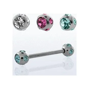 Piercing Piercingate Piercing do jazyka s kamínky PCI00243 - Barva/Motiv: Čirá