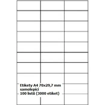 Samolepící etiketa BTS Etikety A4 70x29,7 mm - samolepící