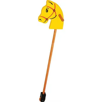 Hobby horsing Bigjigs Toys Koníček na tyči žlutý