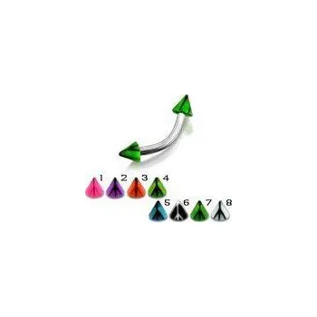 Piercing Piercingate Banánek s hroty POB00153 - Barva/Motiv: Růžová, Délka tyčky: 8 mm, Hroty: 3 mm, Průměr tyčky: 1,2 mm