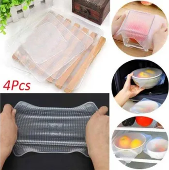 Silikonová víčka na potraviny Stretch Fresh - transparentní