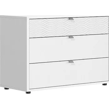 Komoda MAMBA komoda Snow bílý lesk/riffled