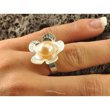 Prsten Kolekce Botanic: stříbrný prsten Ag květ s perlou